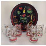 *Rare* Vintage 1950s Hazel Atlas BBQ Mugs & Matching Serving Tray *Rare* Vintage 1950s Hazel Atlas BBQ Mugs & Matching Serving Tray