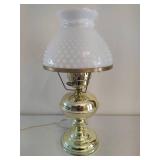 Brass Hobnail White Milk Glass Lamp & Two Brass/Hobnail Candle Holders Brass Hobnail White Milk Glass Lamp & Two Brass/Hobnail Candle Holders