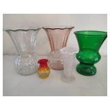 Assortment of Clear & Colored Glass Vases Assortment of Clear & Colored Glass Vases