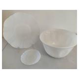 Large Milk Glass Bowl, Serving Tray & Saucer Large Milk Glass Bowl, Serving Tray & Saucer