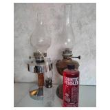 Lot of Oil Lamps & Bottle of Oil Lot of Oil Lamps & Bottle of Oil
