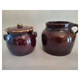 Hull Pottery Bean Pot & Unmarked Pot Hull Pottery Bean Pot & Unmarked Pot