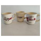 Three Airplane Themed Coffee Mugs Three Airplane Themed Coffee Mugs
