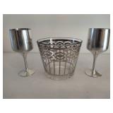 Two Pewter Goblets & Celtic Bowl Two Pewter Goblets & Celtic Bowl