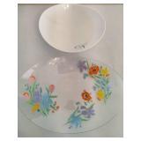 MCM Glass Floral Plate & Resin Bowl MCM Glass Floral Plate & Resin Bowl