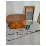 Picnic Basket, Washboard, Potato Masher & Rug Beater Picnic Basket, Washboard, Potato Masher & Rug Beater