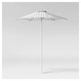 6' Round Grid Monochrome Outdoor Patio Market Umbrellas White with White Pole - Room Essentials 6' Round Grid Monochrome Outdoor Patio Market Umbrellas White with White Pole - Room Essentials