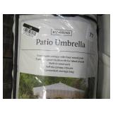 6.1/2' Round Striped Scalloped Fringe Edge Outdoor Patio Umbrella Cream - Threshold 6.1/2' Round Striped Scalloped Fringe Edge Outdoor Patio Umbrella Cream - Threshold