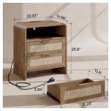 Evermagin Rattan Nightstand with Charger Stations Evermagin Rattan Nightstand with Charger Stations