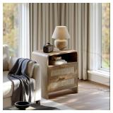 Evermagin Rattan Nightstand with Charger Stations Evermagin Rattan Nightstand with Charger Stations