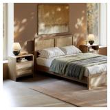 Evermagin Rattan Nightstand with Charger Stations Evermagin Rattan Nightstand with Charger Stations