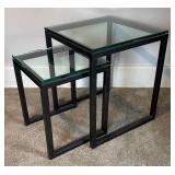 U - Two Stylish Metal Nesting Tables with Glass Tops