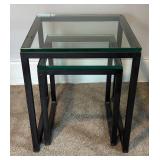 U - Two Stylish Metal Nesting Tables with Glass Tops