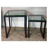 U - Two Stylish Metal Nesting Tables with Glass Tops