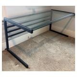 U - Glass Top Desk with Black Metal Frame