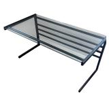 U - Glass Top Desk with Black Metal Frame
