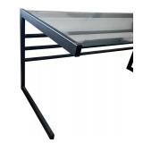 U - Glass Top Desk with Black Metal Frame