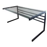 U - Glass Top Desk with Black Metal Frame