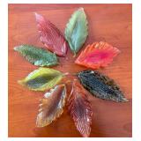 LR - Eight Autumnal Art Glass Leaves