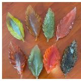 LR - Eight Autumnal Art Glass Leaves