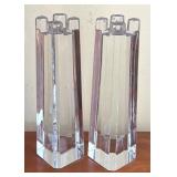 K - Two Lenox Crystal Candleholders