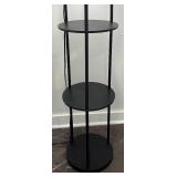 LL - Black Floor Lamp with 3 Round Shelves & White Fabric Shade