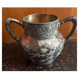 K - Antique Silver-Plated Teapot with Stand, Creamer, Pitcher & Sugar Dishes