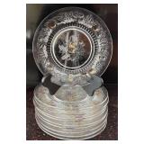 K - Ten Vintage Westmoreland Glass Della Robbia Pattern Clear Pressed Glass Plates