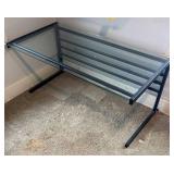 U - Glass Top Desk with Black Metal Frame
