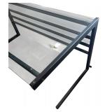 U - Glass Top Desk with Black Metal Frame
