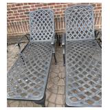 Pair of Wrought Iron Adjustable Patio Lounge Chairs