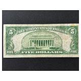 1934 Green Seal $5 Dollar Federal Reserve Note LOW Serial Number