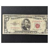 1953 B Red Seal $5 Dollar Note