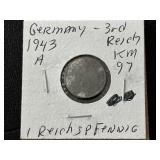 1943-A Third Reich 1 Reichspfennig