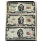 1953 Red Seal $2 Dollar Notes