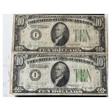 1934 Green Seal $10 Dollar Federal Reserve Notes