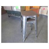 (EW4) 2 Metal Stools with Wood Seat...