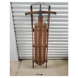 Explorer Wooden Sled with Metal Runners - Vintage Toboggan Explorer Wooden Sled with Metal Runners - Vintage Toboggan