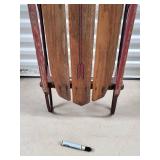 Explorer Wooden Sled with Metal Runners - Vintage Toboggan Explorer Wooden Sled with Metal Runners - Vintage Toboggan