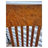 Vintage Oak Slat-Back Chair with Floral Upholstery and Nailhead Trim Vintage Oak Slat-Back Chair with Floral Upholstery and Nailhead Trim