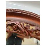 Mirror - Oval Carved Wood Frame with Beaded Edge and Floral Border Mirror - Oval Carved Wood Frame with Beaded Edge and Floral Border