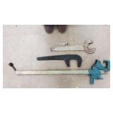 Blue Pipe Threading Tool with Long Guide Rail & Wrench Set Blue Pipe Threading Tool with Long Guide Rail & Wrench Set