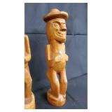 Pair of Hand-Carved Wooden Figurines - Folk Art Carvings Pair of Hand-Carved Wooden Figurines - Folk Art Carvings