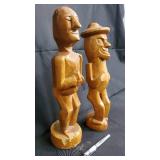 Pair of Hand-Carved Wooden Figurines - Folk Art Carvings Pair of Hand-Carved Wooden Figurines - Folk Art Carvings