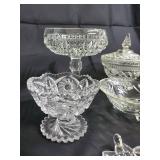 Crystal Cut Glass 6-Piece Dessert Set: Pedestal Compote, Lidded Sugar Jar, Bowls Crystal Cut Glass 6-Piece Dessert Set: Pedestal Compote, Lidded Sugar Jar, Bowls