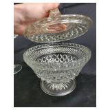 Crystal Cut Glass 6-Piece Dessert Set: Pedestal Compote, Lidded Sugar Jar, Bowls Crystal Cut Glass 6-Piece Dessert Set: Pedestal Compote, Lidded Sugar Jar, Bowls