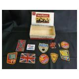 Dutch Masters Cigars Box with Vintage Patch Collection - ABC Triplicate Club, WIBC, Union Jack Dutch Masters Cigars Box with Vintage Patch Collection - ABC Triplicate Club, WIBC, Union Jack