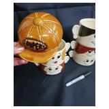 Mugs - Stacking Ceramic Face Cups With Ears - Made In Japan (Lot Of 4) Mugs - Stacking Ceramic Face Cups With Ears - Made In Japan (Lot Of 4)