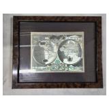 World Map Two-Hemisphere Framed Wall Art - Burl Wood Frame World Map Two-Hemisphere Framed Wall Art - Burl Wood Frame