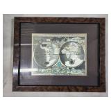 World Map Two-Hemisphere Framed Wall Art - Burl Wood Frame World Map Two-Hemisphere Framed Wall Art - Burl Wood Frame